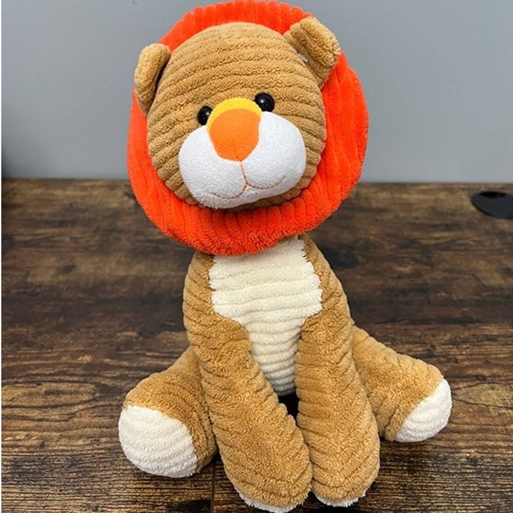 Walmart Spark Create Imagine‎ Lion Plush Corduroy Ribbed Stuffed Animal Orange